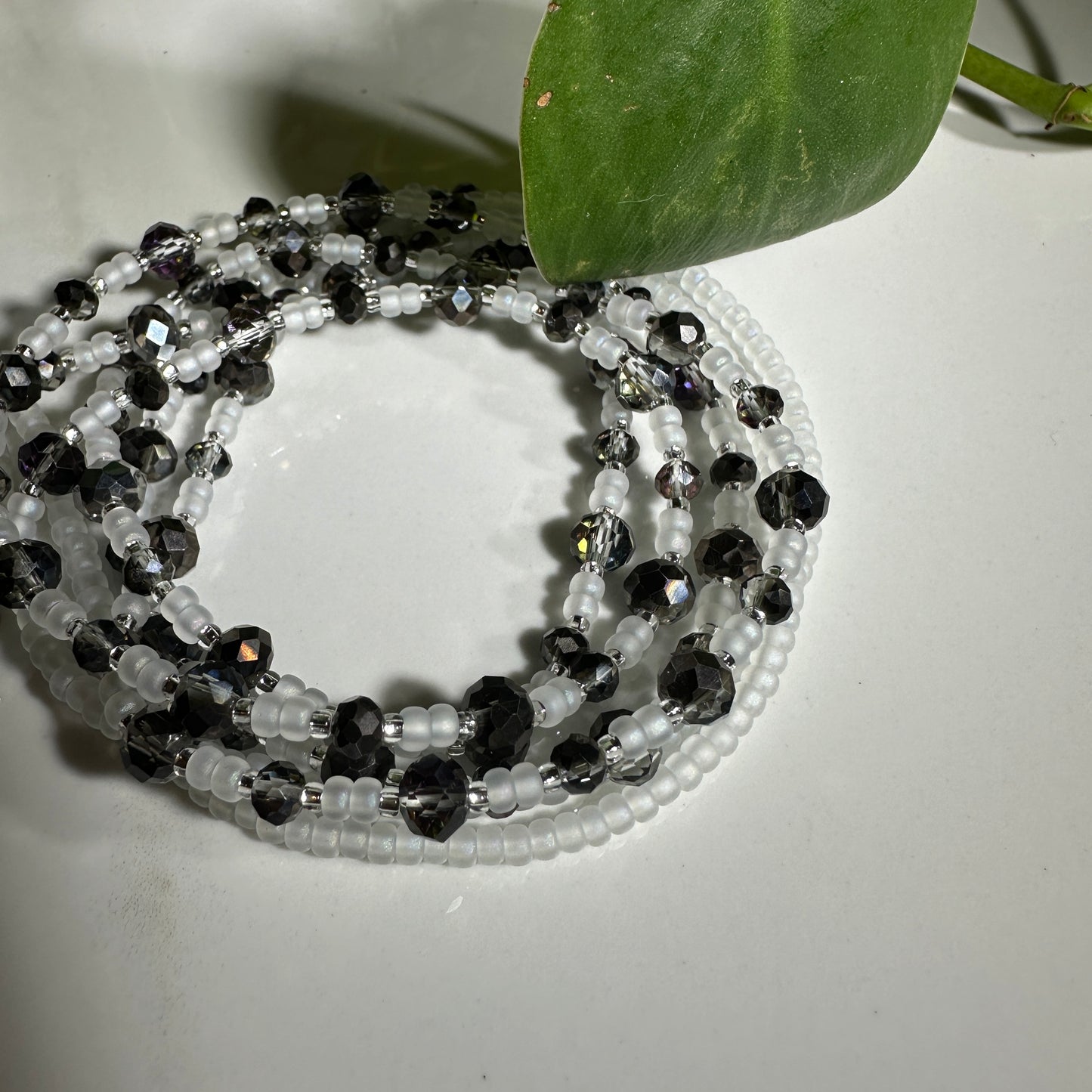 Matte White/Dark Grey Waistbead