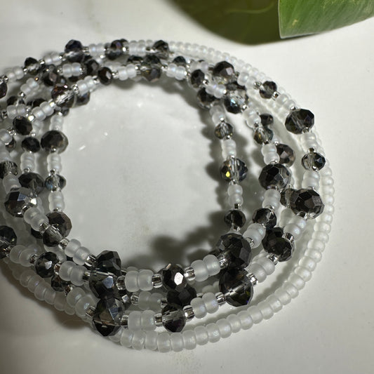 Matte White/Dark Grey Waistbead