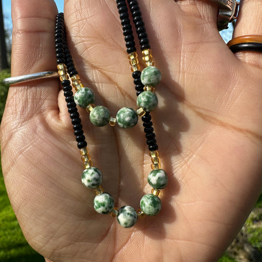 Green Dot Jasper Anklet