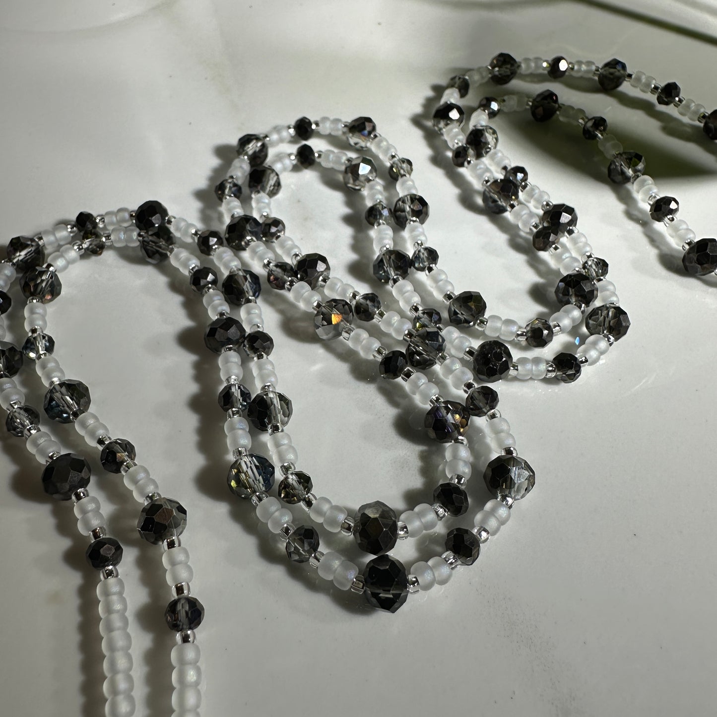 Matte White/Dark Grey Waistbead