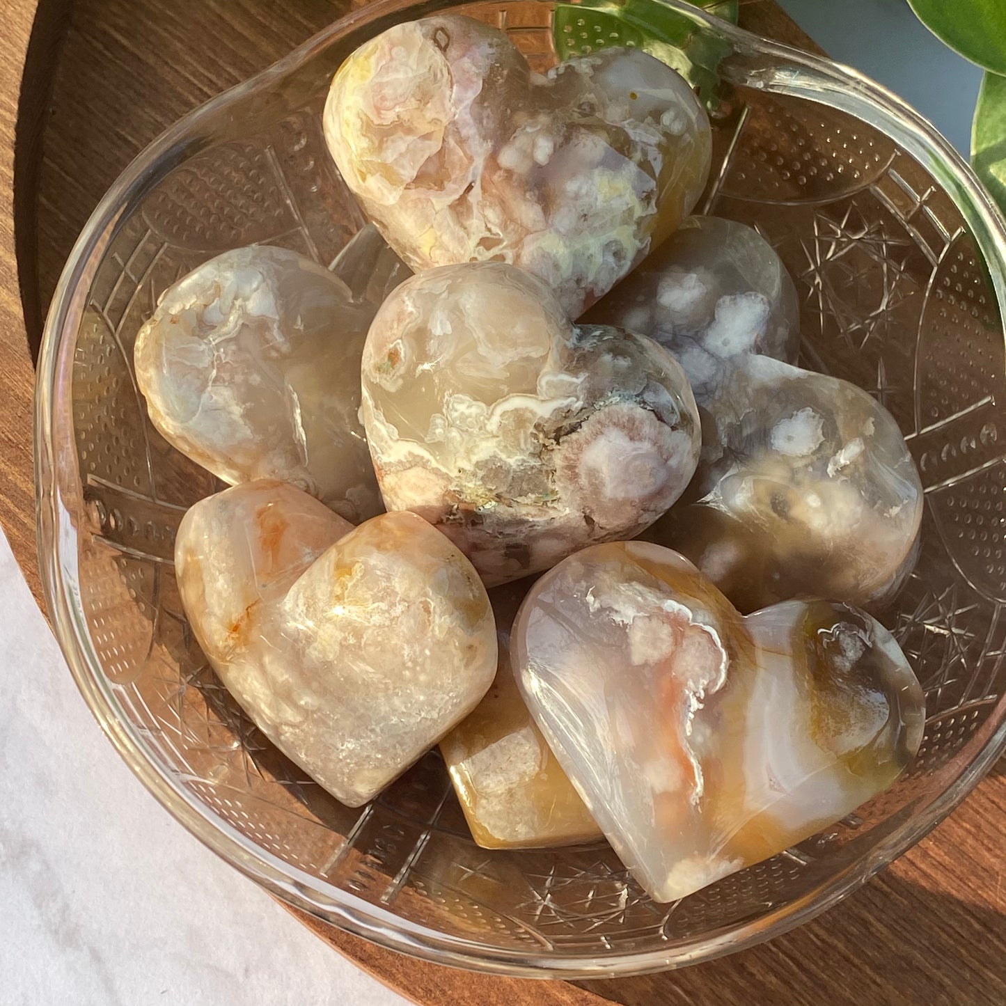 Flower Agate Hearts