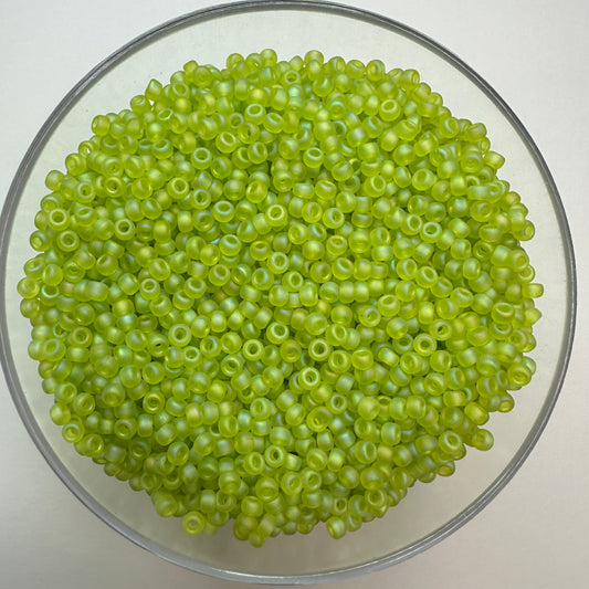 Matte Translucent Chartreuse AB Miyuki 8/0