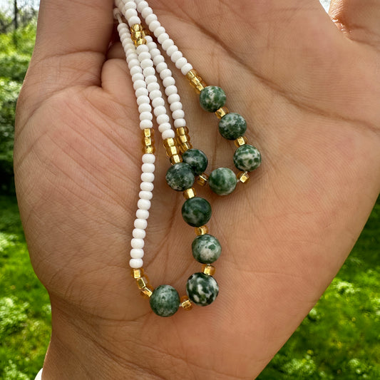 Green Dot Jasper Anklet
