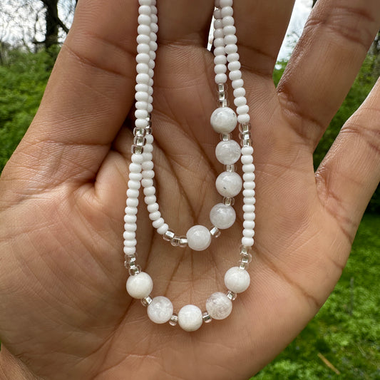 White Moonstone Anklet