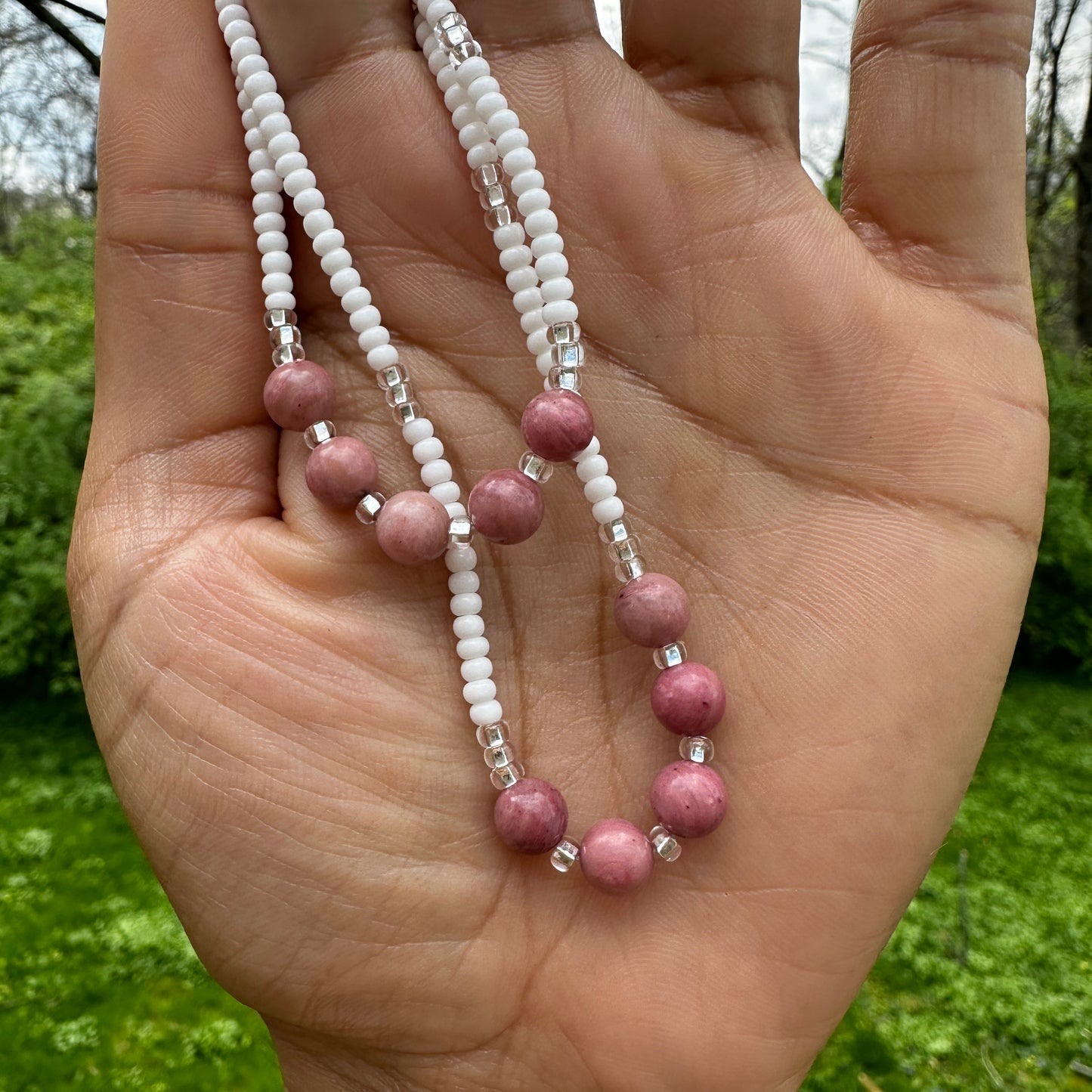 Pink Lace Agate Anklet