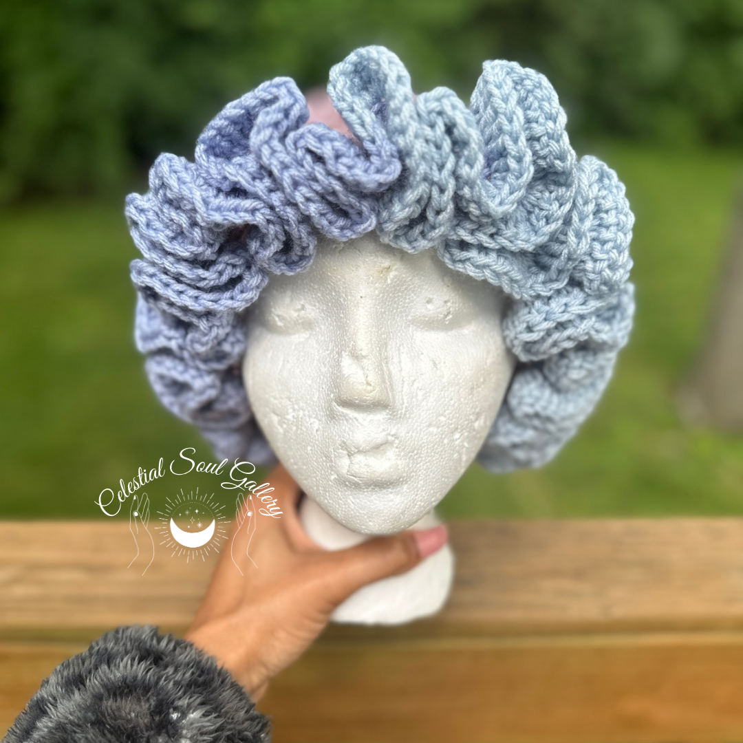 Periwinkle Fields Crochet Ruffle Hat